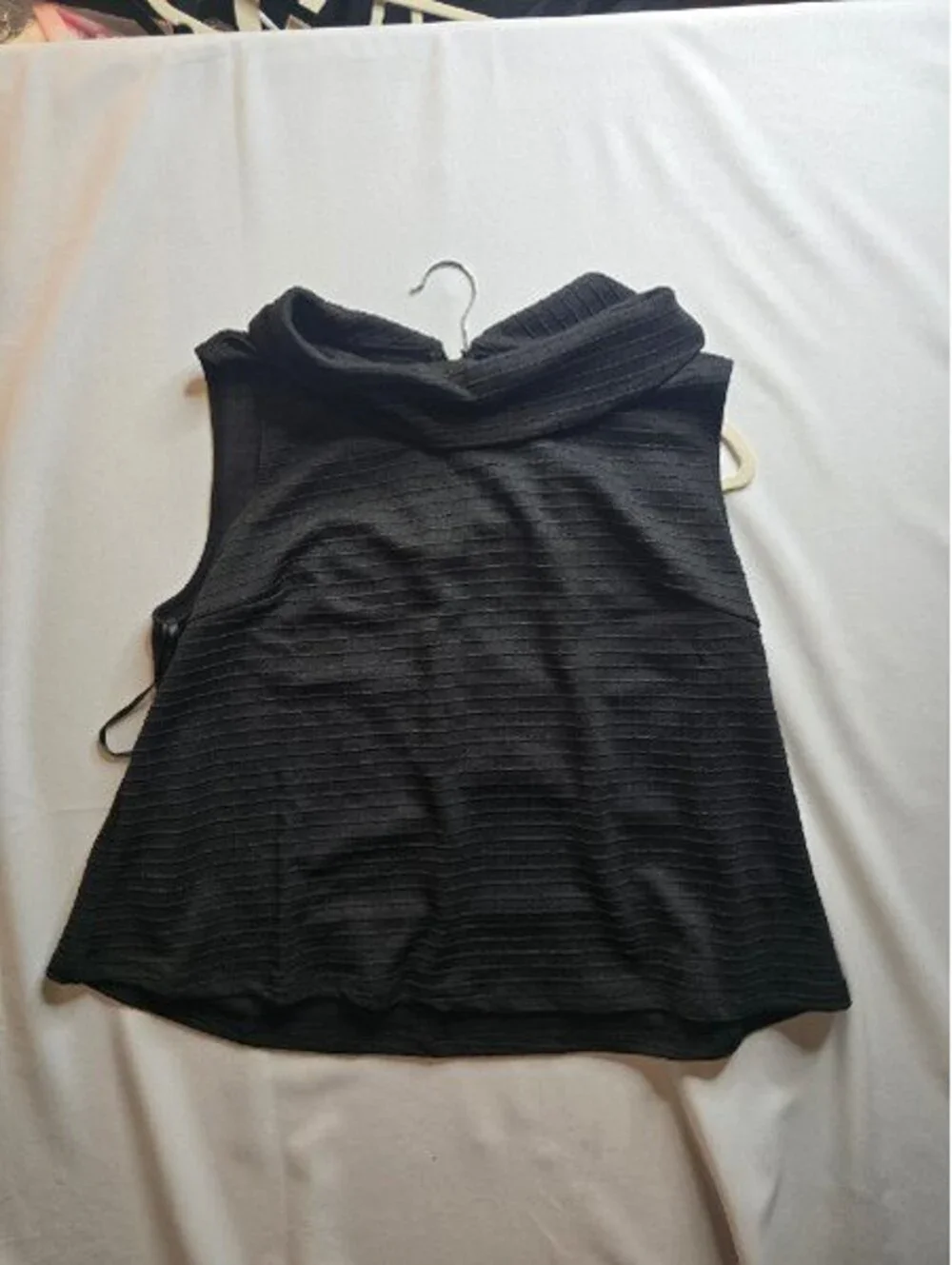 Sunny Girl Black Sleeveless Knit Top with Zip Collar NWT